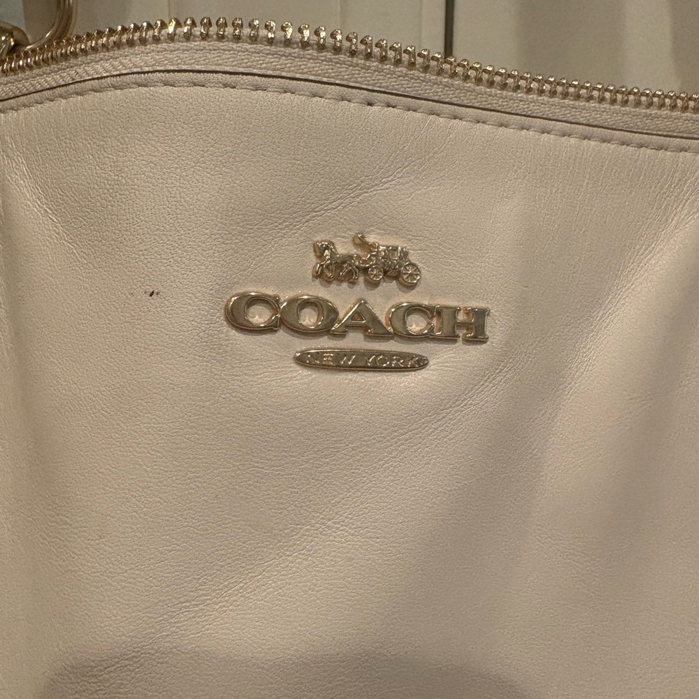 Coach Cream Leather Clutch with Signature Logo